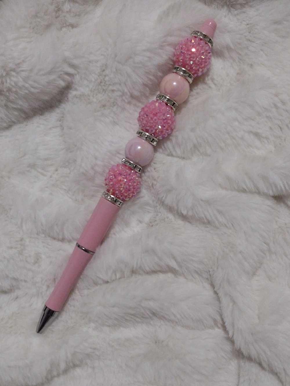 Beautiful Pink Beaded Ballpoint Pen – Decorative Sparkle